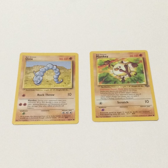 Pokemon | Toys | Onix 9hp And Mankey 30hp Pokmon Trading Card | Poshmark